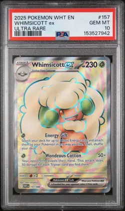 Pokemon Whimsicott ex White Flare #157 Graded Card PSA 10 - Image 1