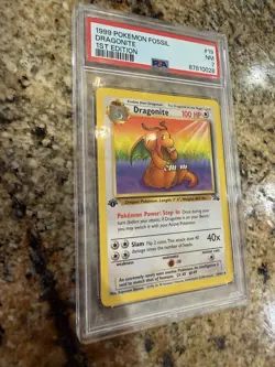 DRAGONITE 1999 POKEMEN FOSSIL 1ST EDITION RARE NON HOLO CARD 19/62 - PSA NM 7 - Image 4