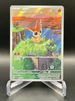 Victini 208 White Flare Black Star Promo Illustration Rare Holo Pokemon Card NM - Image 1