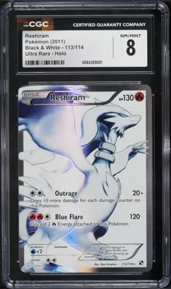 CGC 8 Reshiram Full Art Black & White 2011 Pokemon Card #113 - Image 1