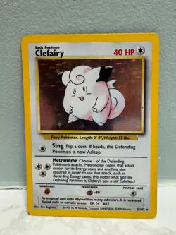 Clefairy 5/102 Base Set Holo Rare Unlimited HP Pokemon Card - Image 1