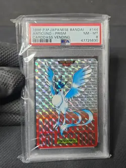 1996 Pokemon Japanese Carddass Vending Red Prism Articuno 144 Graded Card PSA 8 - Image 1
