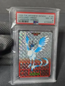 1996 Pokemon Japanese Carddass Vending Red Prism Articuno 144 Graded Card PSA 8 - Image 2