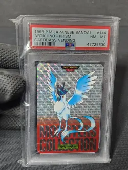 1996 Pokemon Japanese Carddass Vending Red Prism Articuno 144 Graded Card PSA 8 - Image 3