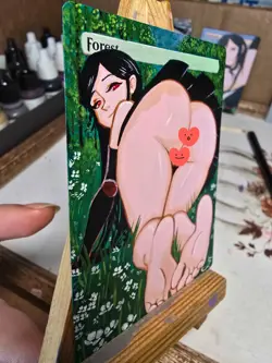 MAGIC MTG Hand Painted Altered Forest - Tifa Lockhart Final Fantasy 18+ Art - - Image 2