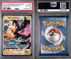 PIKACHU & ZEKROM GX 2019 POKEMON Sun and Moon TAG TEAM Rare PSA 8 - Image 1