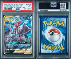 MEWTWO & MEW GX 2019 POKEMON Sun and Moon TAG TEAM Rare PSA 9 - Image 1