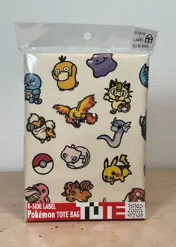 Pokemon B-SIDE LABEL Canvas Tote Bag "All Over" Design Pokemon Japan Original - Image 3