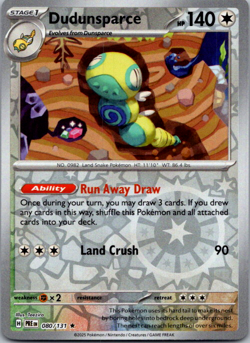 Pokemon Prismatic Evolutions Dudunsparce 080/131 Reverse Holo NM Mint Rare TCG - Image 1