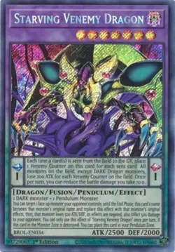 1x (NM) Starving Venemy Dragon - BROL-EN034 - Secret Rare - 1st Edition YuGiOh - Image 1
