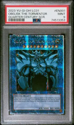 Obelisk The Tormentor LC01-EN001 Quarter Century Secret Rare Yugioh PSA 9 *353 - Image 1