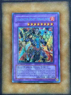 Yugioh Gladiator Beast Heraklinos GLAS-EN044 Secret Rare 1st Ed NM - Image 1
