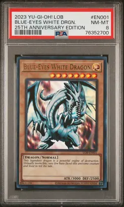 Blue Eyes White Dragon LOB-EN001 Ultra Rare REPRINT Yugioh PSA 8 *700 - Image 1