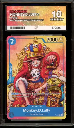 One Piece CCG Monkey.D.Luffy 2nd Anniversary Tournament Promo P-043 ACE 10 - Image 1