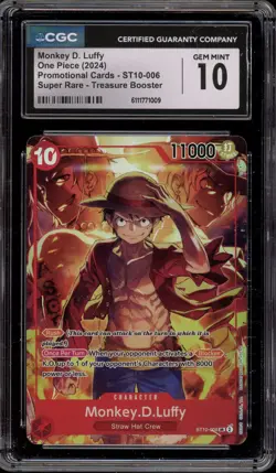 One Piece CCG Monkey.D.Luffy Treasure Booster Super Rare Promo ST10-006 CGC 10 - Image 1