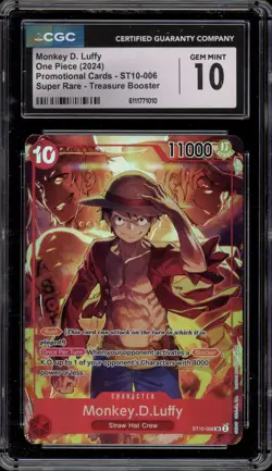 One Piece CCG Monkey.D.Luffy Treasure Booster Super Rare Promo ST10-006 CGC 10 - Image 1