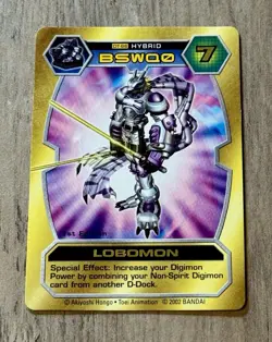 1st EDITION GOLD FOIL Digimon LOBOMON DT-66 Series 1 Gold Stamped Card 2002 - Image 1
