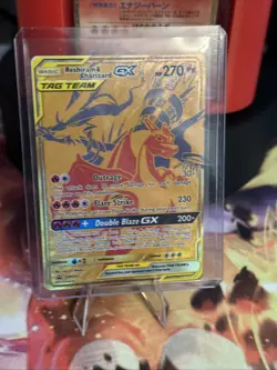 Reshiram & Charizard GX GOLD CARD TAG TEAM SM247 ULTRA RARE 2021 Pokemon - Image 3