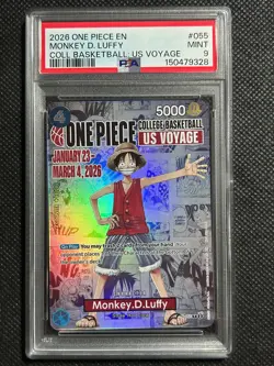 2026 ONE PIECE PROMOS COLLEGE BASKETBALL: US VOYAGE #055 MONKEY D. LUFFY PSA 9 - Image 1