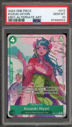 One Piece CCG Kouzuki Hiyori Alternate Art EB01-013 PSA 10 Gem Mint - Image 1