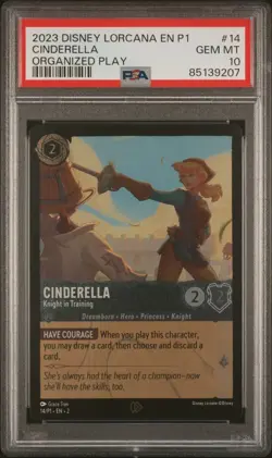 PSA 10 Disney Lorcana Cinderella Knight in Training Cold Foil Promo (POP 373) - Image 1
