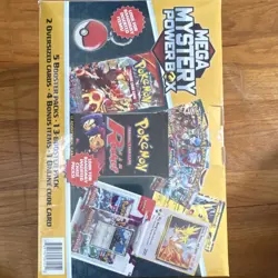 Pokemon Mega Mystery Power Box 5 Booster Packs, Oversized Cards, Bonus Items - Image 1