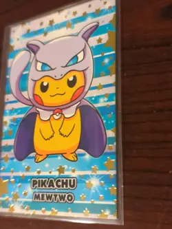 Poncho Pikachu Mewtwo Gold Star Holo Pokemon Card Database Merry Christmas - Image 2