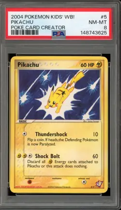 Pokemon Pikachu Kids' WB! Poke Card Creator #5 PSA 8 - Image 1
