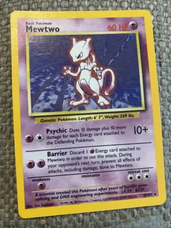 Shadowless Mewtwo 10/102 Holo Foil Base Set Pokemon Card 1999 - Image 1