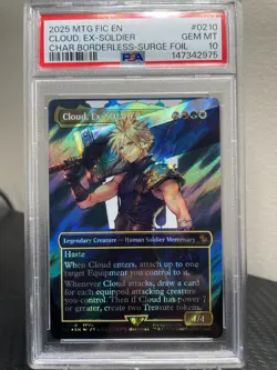 Cloud, Ex-Soldier Borderless SURGE FOIL #210 PSA 10 - EN Final Fantasy 2025 MTG - Image 3