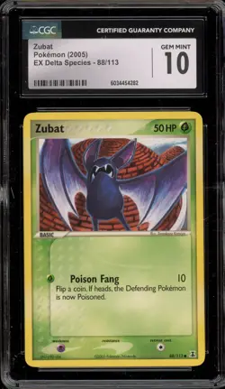 Pokemon Zubat EX Delta Species Reverse Holo #88 CGC 10 Gem Mint - Image 1