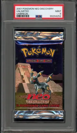 Pokemon Neo Discovery Unlimited Umbreon Art Sealed Booster Pack PSA 9 Mint - Image 1