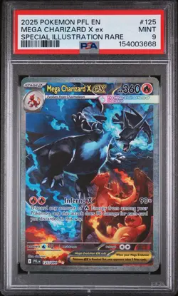 2025 POKEMON PFL EN-PHANTASMAL FLAMES #125 MEGA CHARIZARD X EX PSA 9 - Image 1
