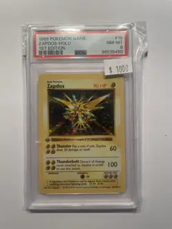 1999 POKEMON GAME 1ST EDITION - #16 ZAPDOS - HOLO -- PSA 8 - Image 1