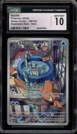 Pokemon Squirtle Stellar Crown Illustration Rare #148 CGC 10 Gem Mint - Image 1