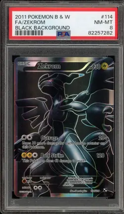 Pokemon Zekrom Black & White Full Art Black Background #114 PSA 8 - Image 1