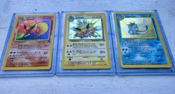 Base set Flareon Jolteon And Vaporeon 3 Card Set Eeveelutions Holo MP/HP - Image 3