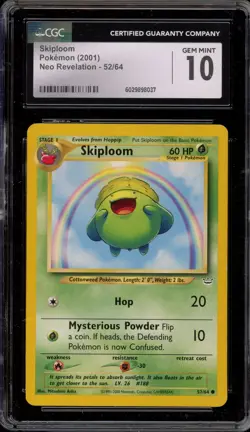 Pokemon Skiploom Neo Revelation Unlimited #52 CGC 10 Gem Mint - Image 1