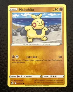 Makuhita 097/196 Pokemon SWSH11 Lost Origin Common Crimp Error Crimped NM - Image 1