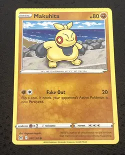 Makuhita 097/196 Pokemon SWSH11 Lost Origin Common Crimp Error Crimped NM - Image 2