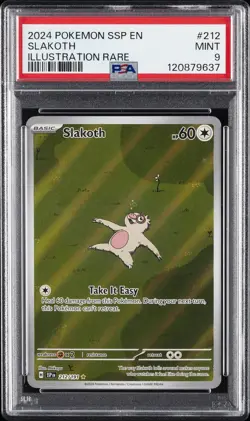 2024 POKEMON SSP EN-SURGING SPARKS ILLUSTRATION RARE #212 SLAKOTH PSA 9 - Image 1