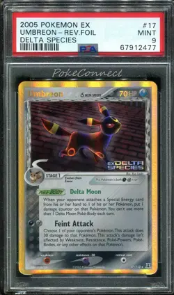 PSA 9 MINT Pokemon Umbreon Reverse Holo Rare 2005 ex Delta Species #17/113 - Image 1