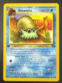 Pokemon TCG Fossil Omanyte 52/62 Fossil 1st edition NM Near Mint - Image 1