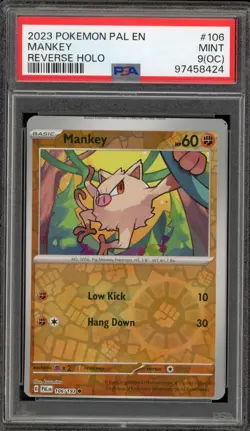 Pokemon Mankey Paldea Evolved Reverse Holo #106 OC Off-Center PSA 9 Mint - Image 1