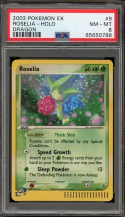 Pokemon Roselia EX Dragon Holo Rare #9 PSA 8 - Image 1