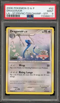 Pokemon Dragonair STAFF 2008 State Province Territory Legends Awakened #52 PSA 9 - Image 1
