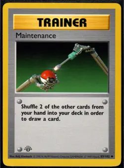 Maintenance 83/102 UC Base Set Shadowless Pokemon 1st Edition MP - Image 1