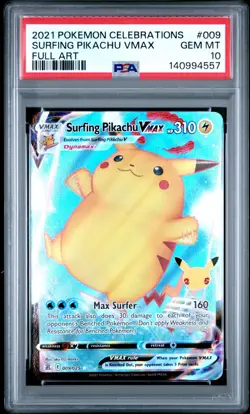 Pokemon Surfing Pikachu Vmax Celebrations Full Art 009/025 Psa 10 - Image 3
