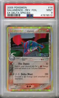 PSA 9 MINT Pokemon Salamence Reverse Holo Rare 2005 ex Delta Species #14/113 - Image 1
