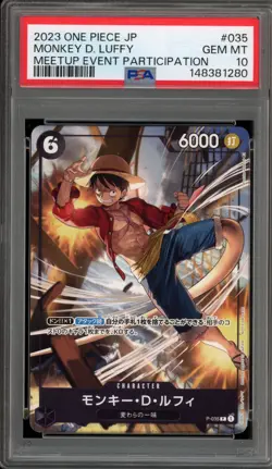 One Piece CCG Monkey.D.Luffy Meetup Event Participation Japanese P-035 PSA 10 - Image 1